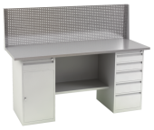 Металлический верстак ВМС 12 (1600) с перфорированной панелью